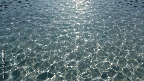 Crystal Clear Water with Tiny Ripples, Pristine White Background, Extreme Tonal Values, Bright Highlights, Deep Shadows, Shallow Depth of Field photo