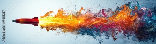 Wallpaper Mural Rocket made of colorful swirling ideas, launching from a business conference table, start-up concept, launching creative ideas Torontodigital.ca