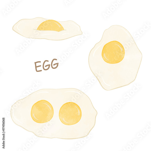 Delicious fried egg illustration set