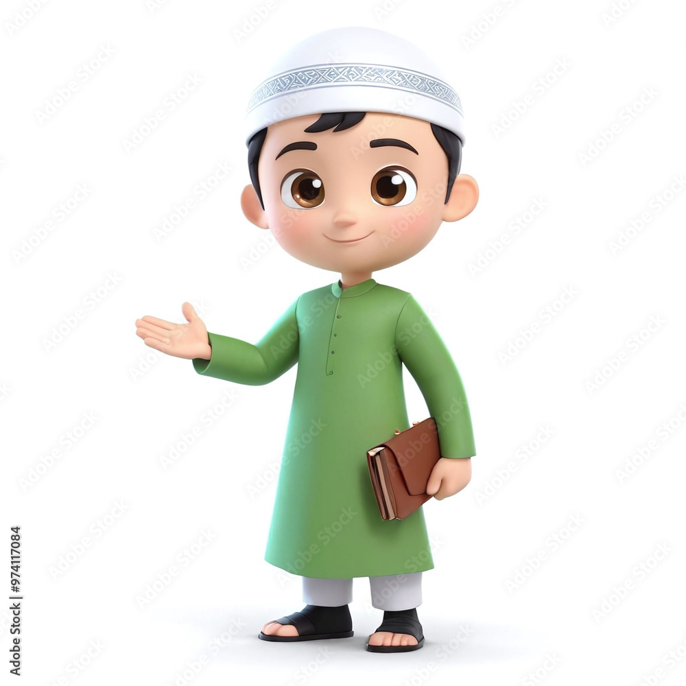 3d moslem boy ramadhan theme, with moslem outfit, cute adorable, happy ied, isolated in light grey background 3d moslem boy ramadhan theme, with moslem outfit, cute adorable, happy ied, isolated in light grey background