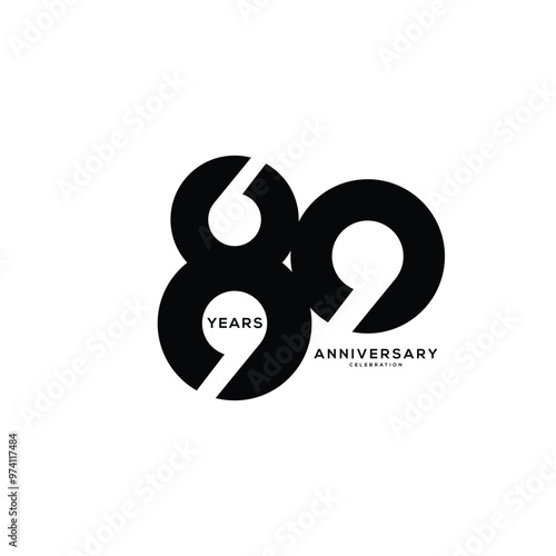 80th, 80 Years Anniversary Logo, Vector Template Design element for 80th birthday, invitation, wedding, jubilee and greeting card illustration.
