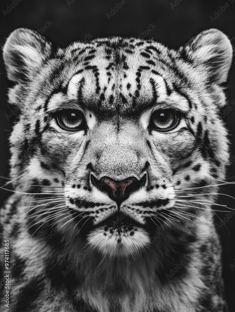 Fototapeta premium Snow leopard in black and white