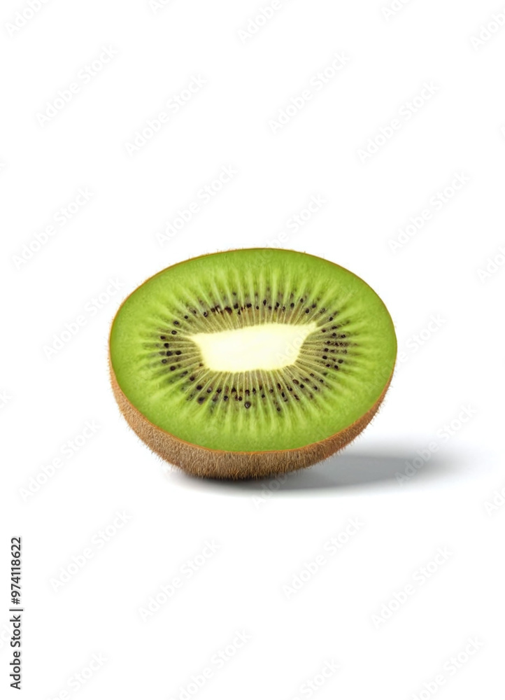 3D realistic render, Sliced fresh fruit green kiwi isolated on a white background 3D realistic render, Sliced fresh fruit green kiwi isolated on a white background