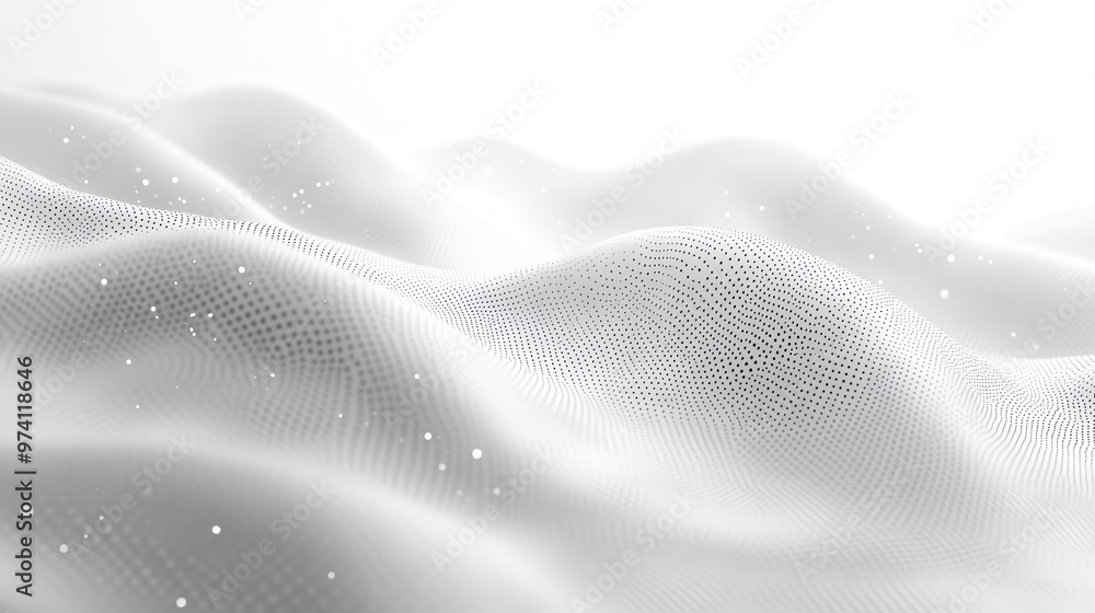 Abstract white wavy background with subtle texture and light particles. Abstract white wavy background with subtle texture and light particles.