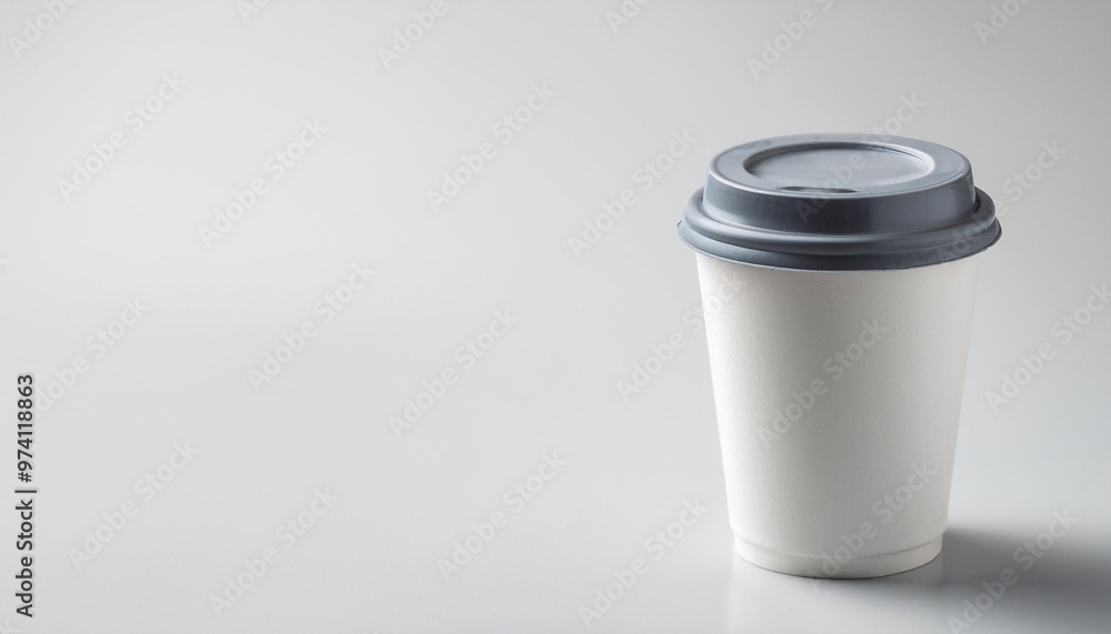 Mockup image of paper cup with cap on clean background Mockup image of paper cup with cap on clean background
