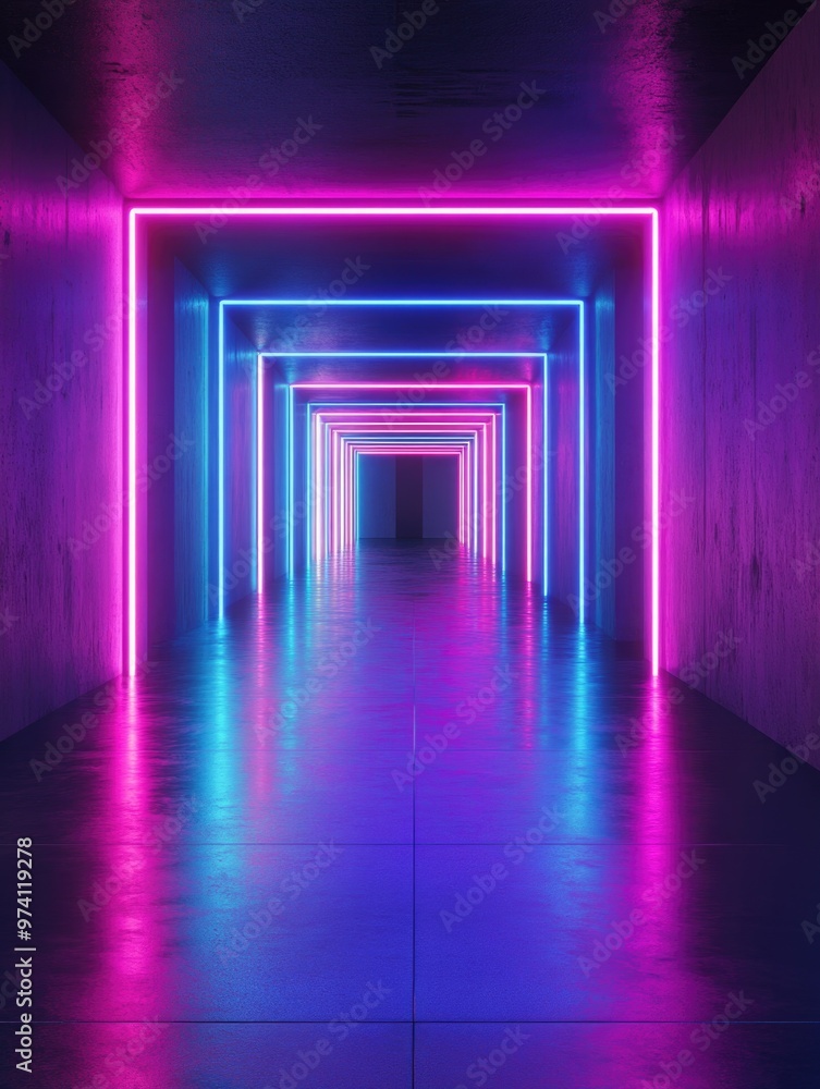 Neon Lit Hallway Neon Lit Hallway