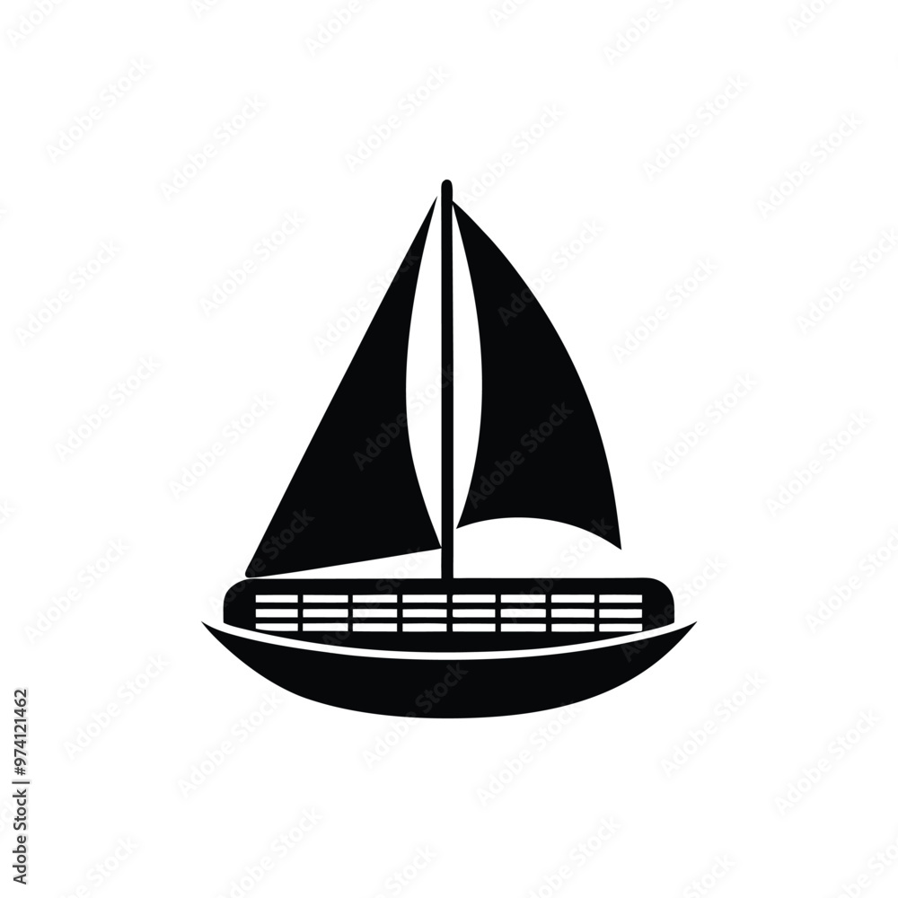 A silhouette of a sailboat with keyboard style Isolated On White Backgrounds. A silhouette of a sailboat with keyboard style Isolated On White Backgrounds.