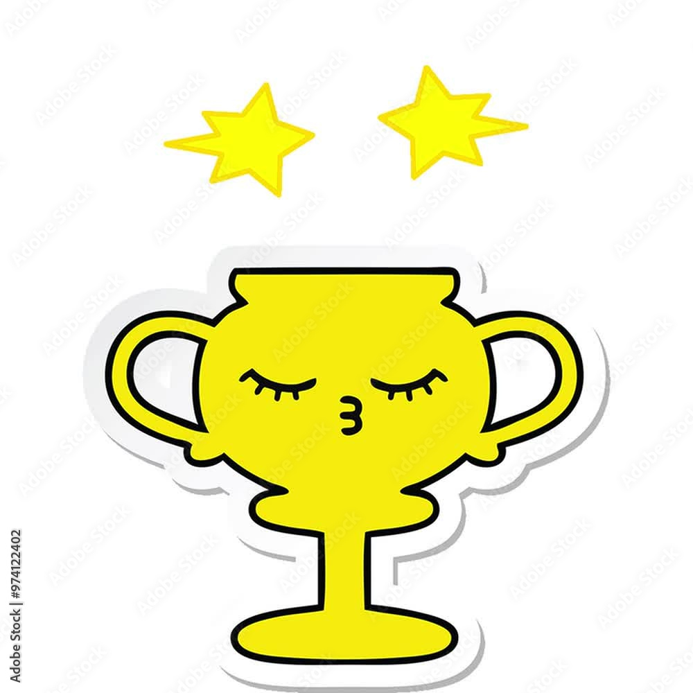 sticker of a cute cartoon trophy sticker of a cute cartoon trophy