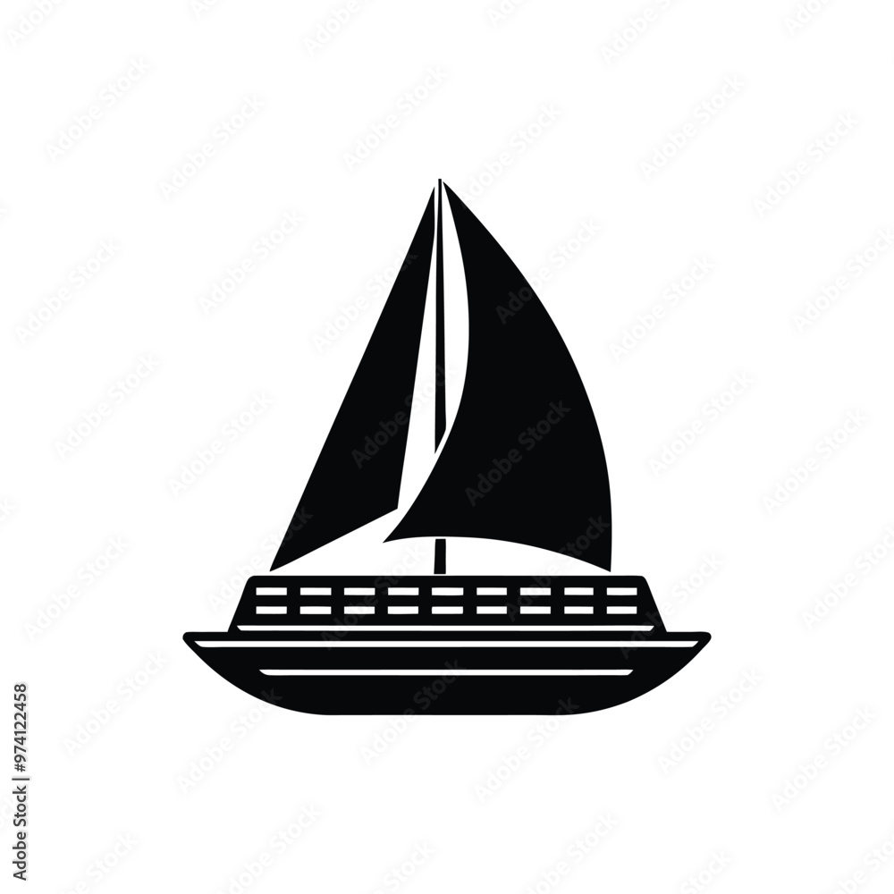 A silhouette of a sailboat with keyboard style Isolated On White Backgrounds. A silhouette of a sailboat with keyboard style Isolated On White Backgrounds.
