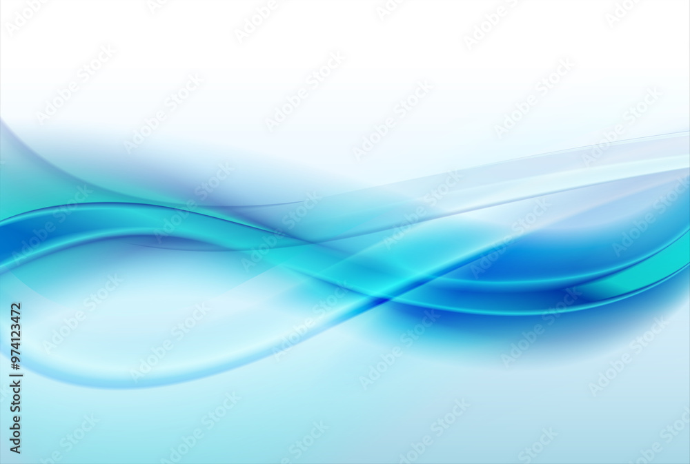 Fototapeta premium Abstract white blue background, elegant wavy 3D illustration.