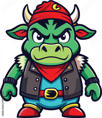 Bold Pirate Cow Sticker – Steampunk & Pop Art Lichtenstein Design. Generated With AI
