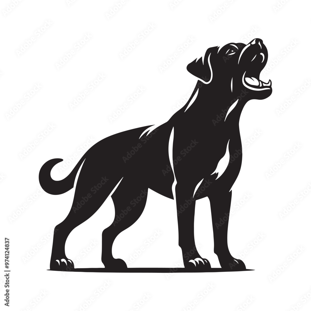 Obraz premium Creative barking dog silhouette for digital media - Barking dog black vector 