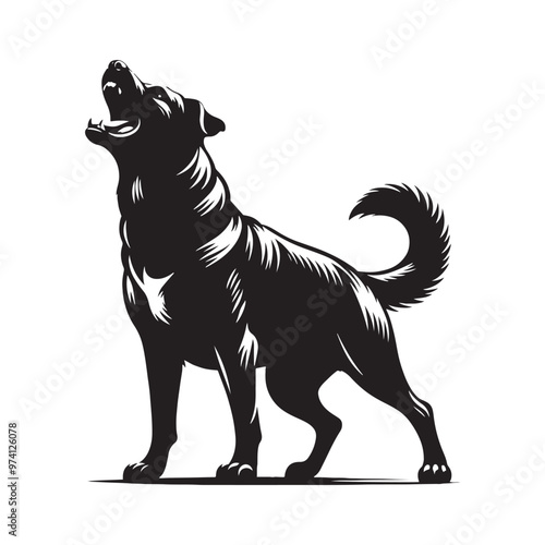 Minimalistic barking dog silhouette for versatile uses - Barking dog illustration - minimallest barking dog vector
