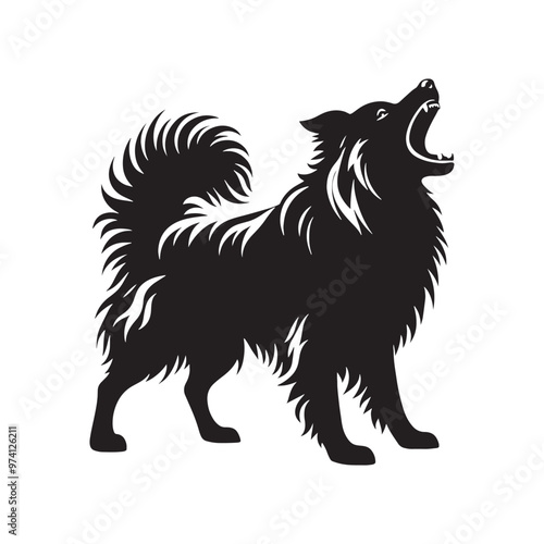 Clear and clean barking dog silhouette for projects - Barking dog black vector

