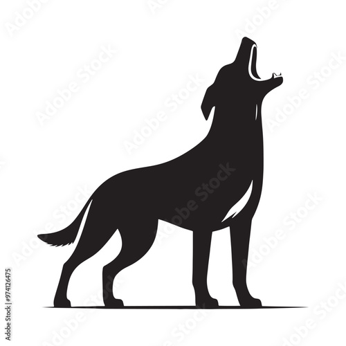 Simplified barking dog silhouette for various purposes - Barking dog black vector
 photo