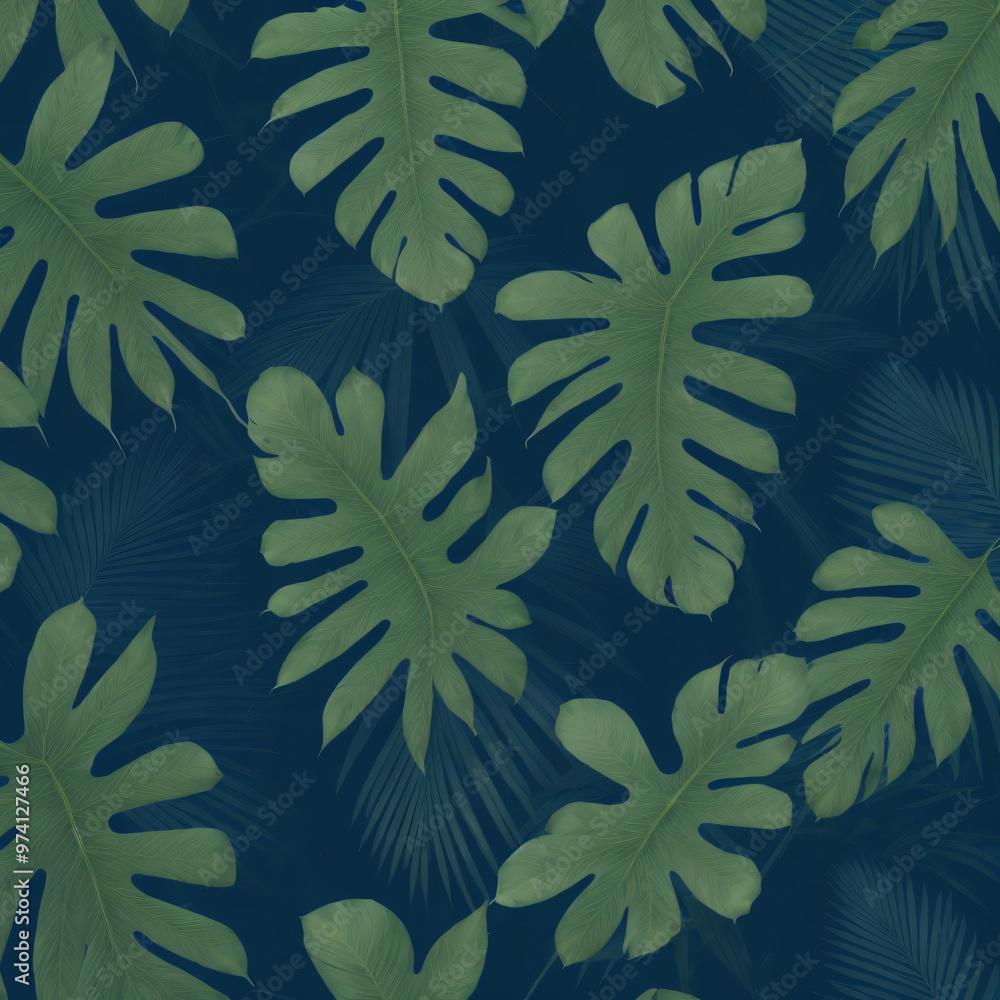 Collection of tropical leaves,foliage plant withi blue color background Collection of tropical leaves,foliage plant withi blue color background