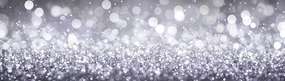 Obraz premium Luminous New Yearâ€™s Celebration Border: Capture the sparkle of New Yearâ€™s with a border of silver and white confetti that bursts with celebratory light. The confetti frames a vibrant, deep purple