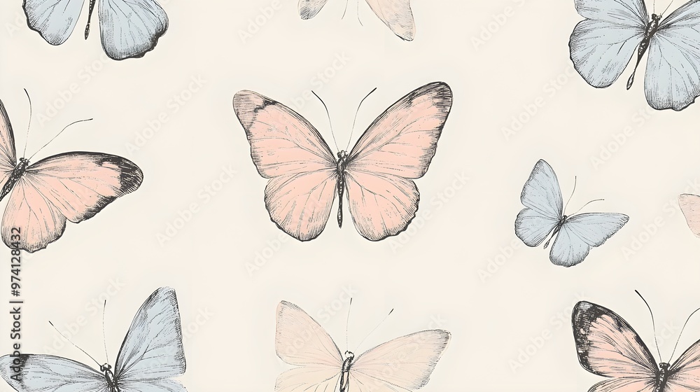 Pink and Blue Butterfly Pattern Illustration Pink and Blue Butterfly Pattern Illustration