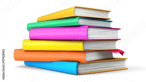 Wallpaper Mural A Colorful Journey Through Knowledge: A vibrant stack of books awaits, promising adventure and wisdom Torontodigital.ca