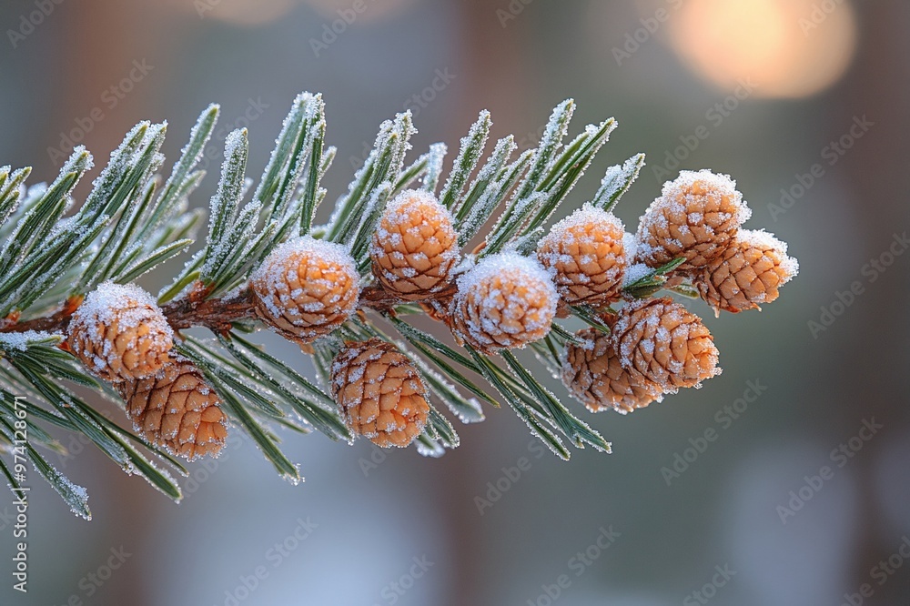 Freshly fallen snow on a pine branch Freshly fallen snow on a pine branch
