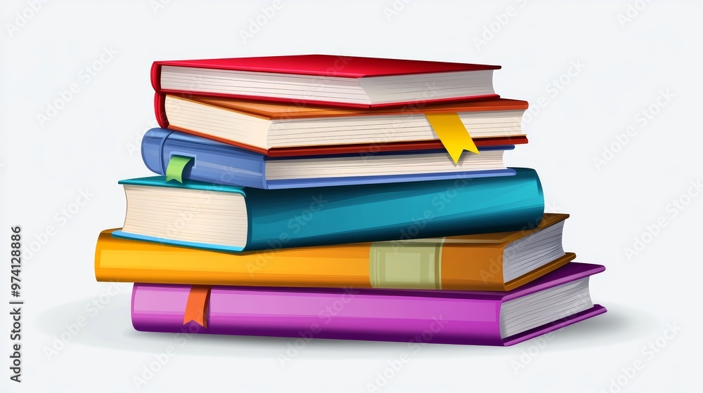 A Colorful Journey Through Knowledge: A vibrant stack of books awaits, promising adventure and wisdom