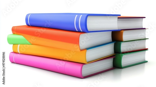 Wallpaper Mural A Colorful Journey Through Knowledge: A vibrant stack of books awaits, promising adventure and wisdom Torontodigital.ca