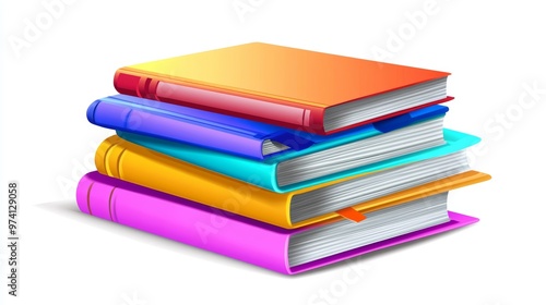 A Colorful Journey Through Knowledge: A vibrant stack of books awaits, promising adventure and wisdom