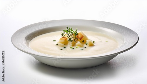 France Food, Vichyssoise on white background isolated.