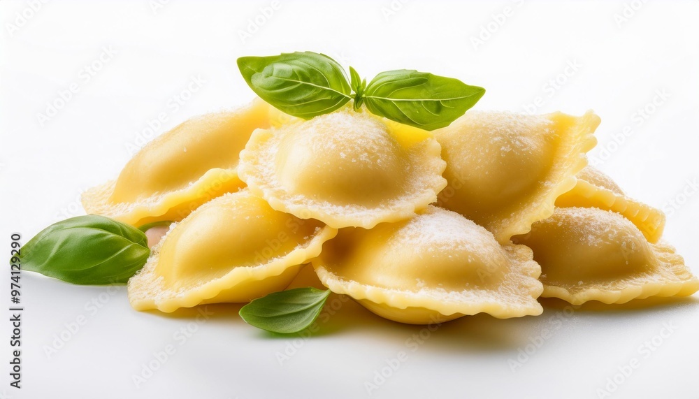 Italian Food, Agnolotti on white background isolated. Italian Food, Agnolotti on white background isolated.