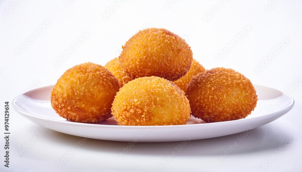 Italian Food, Arancini on white background isolated. Italian Food, Arancini on white background isolated.