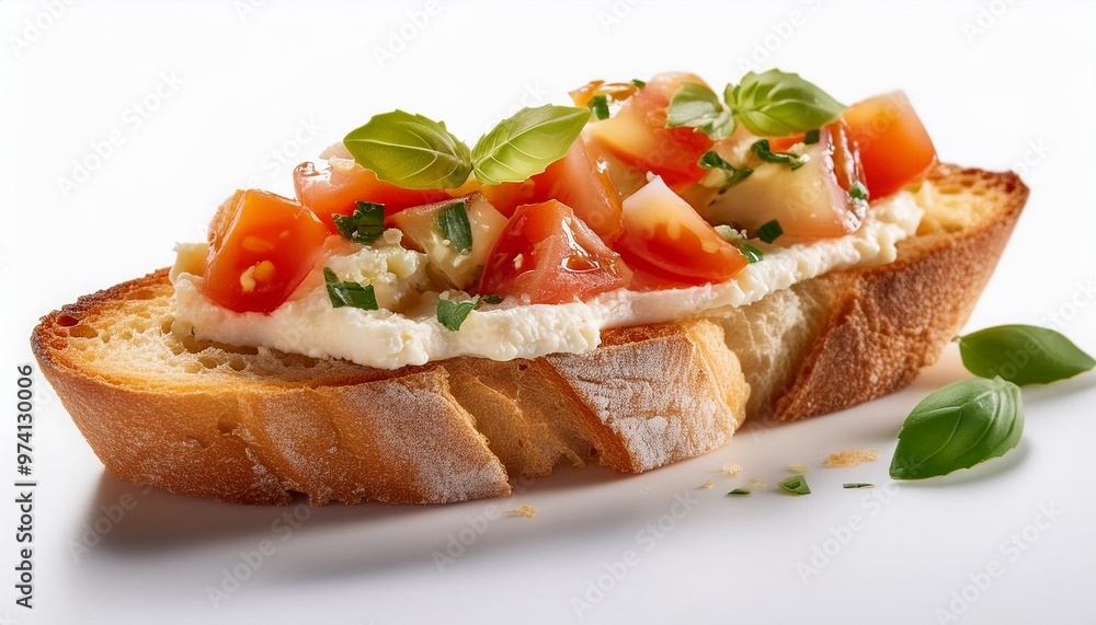 Italian Food, Bruschetta on white background isolated. Italian Food, Bruschetta on white background isolated.