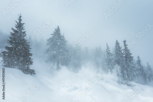 Wallpaper Mural Winter Landscape with Snow-Covered Trees Torontodigital.ca