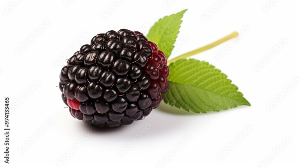 Black raspberries on light white background close up. Neural network ai generated art Black raspberries on light white background close up. Neural network ai generated art