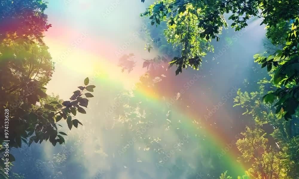 Partial rainbow over forest canopy, Video Partial rainbow over forest canopy, Video