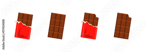 Chocolate bars icons. Chocolate set. Flat style. Vector icons