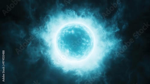 Abstract glowing orb with soft diffused shine radiating in a dark space, shine, ethereal energy