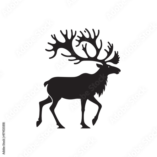 Creative caribou silhouette for artistic design purposes - Caribou black vector
