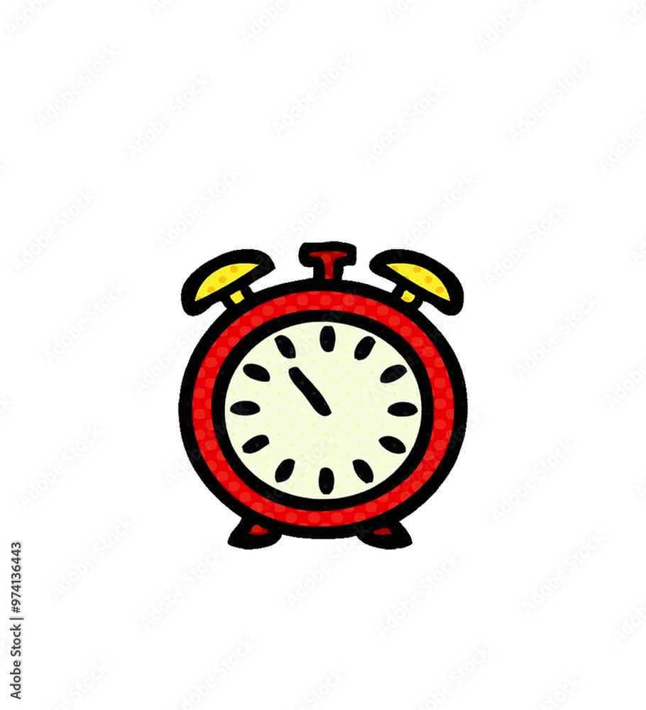 comic book style cartoon of a alarm clock comic book style cartoon of a alarm clock