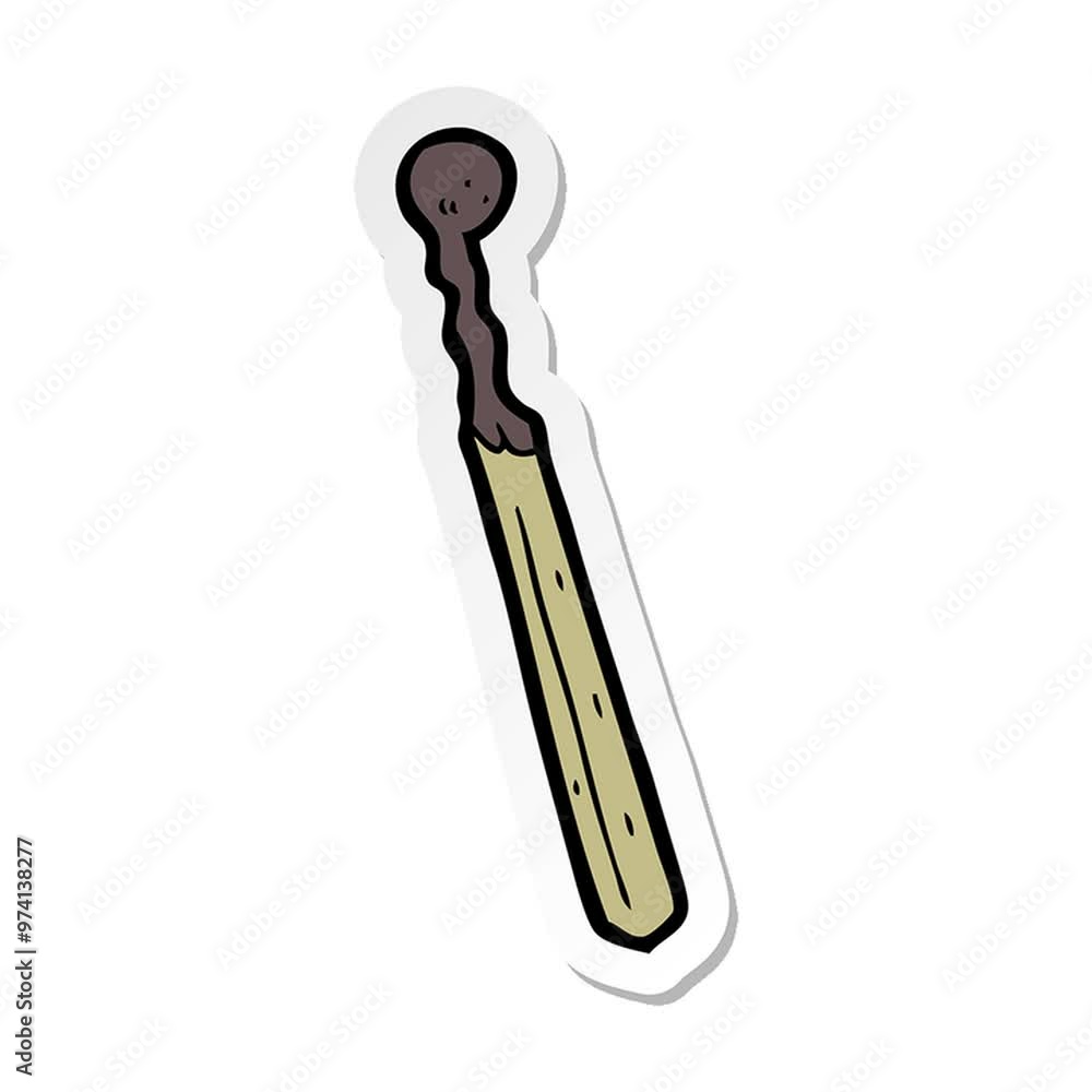 sticker of a cartoon burnt match sticker of a cartoon burnt match