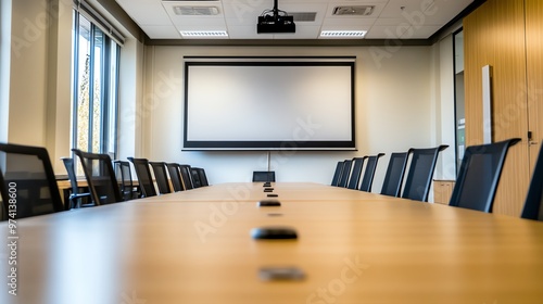 Wallpaper Mural Empty conference room with projector screen and chairs. Torontodigital.ca