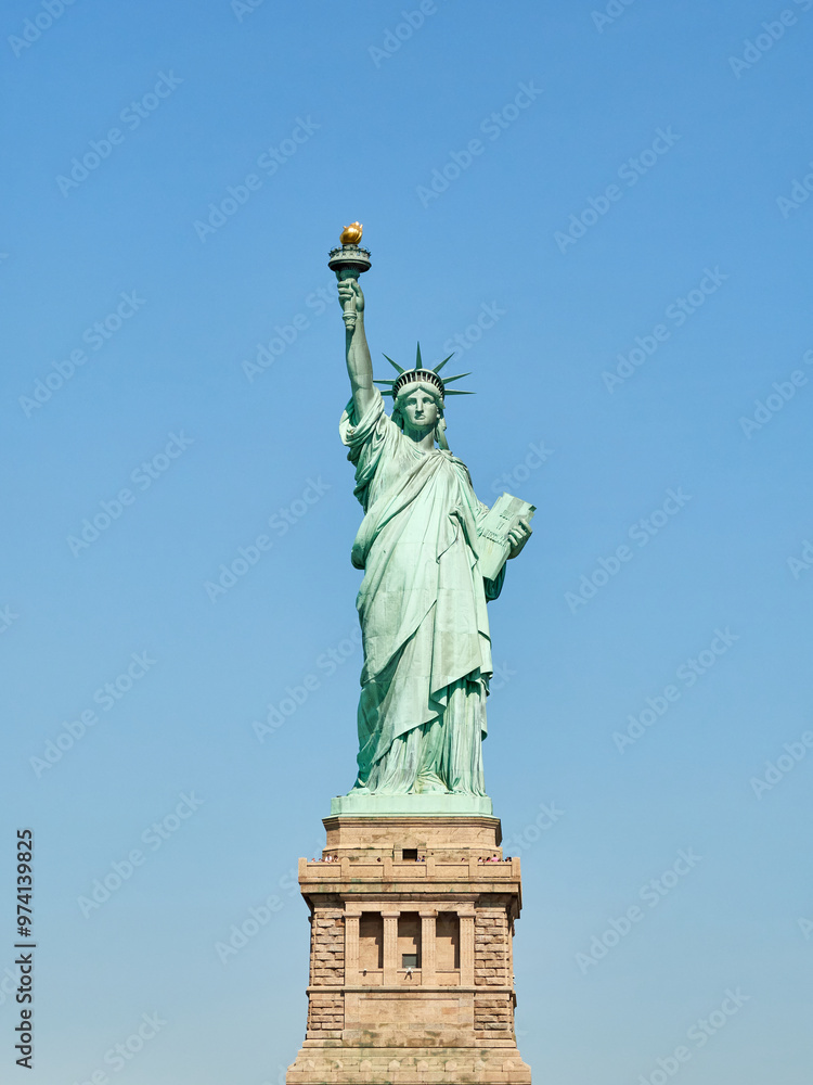 Fototapeta premium The Statue of Liberty Enlightening the World. Usa National Monument. Recognized as a universal symbol of freedom and democracy. National Park Service.