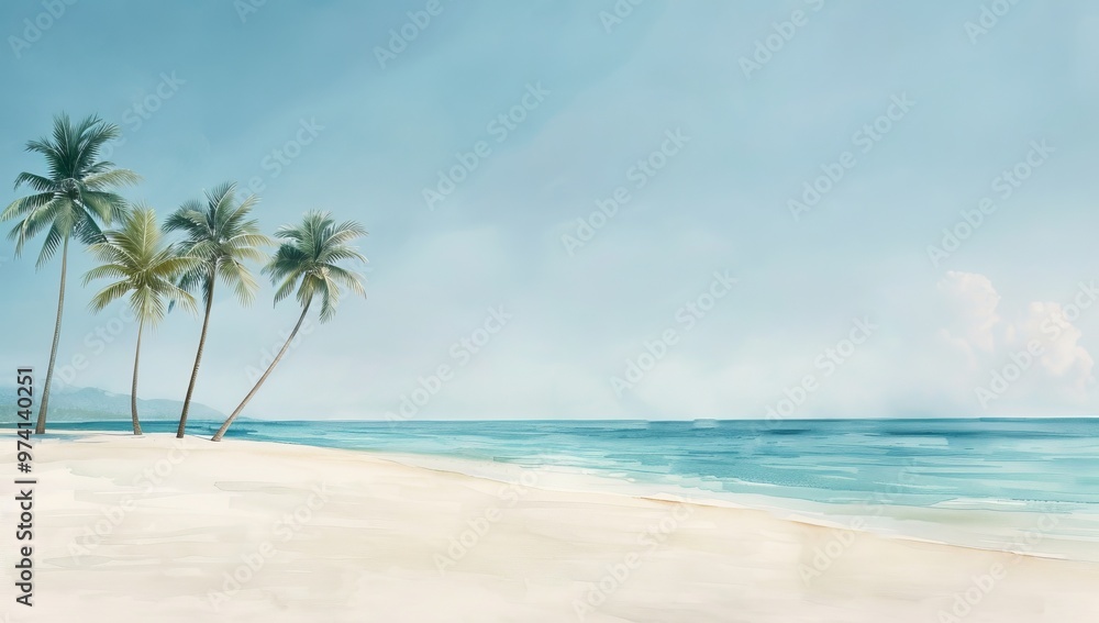 A beautiful blue ocean with palm trees in the foreground by AI generated image A beautiful blue ocean with palm trees in the foreground by AI generated image