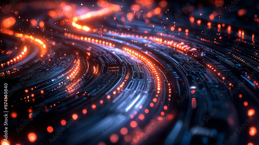 A mesmerizing close-up of glowing circuit pathways, illuminated by vibrant red and blue lights, creating a dynamic and futuristic digital landscape. A mesmerizing close-up of glowing circuit pathways, illuminated by vibrant red and blue lights, creating a dynamic and futuristic digital landscape.