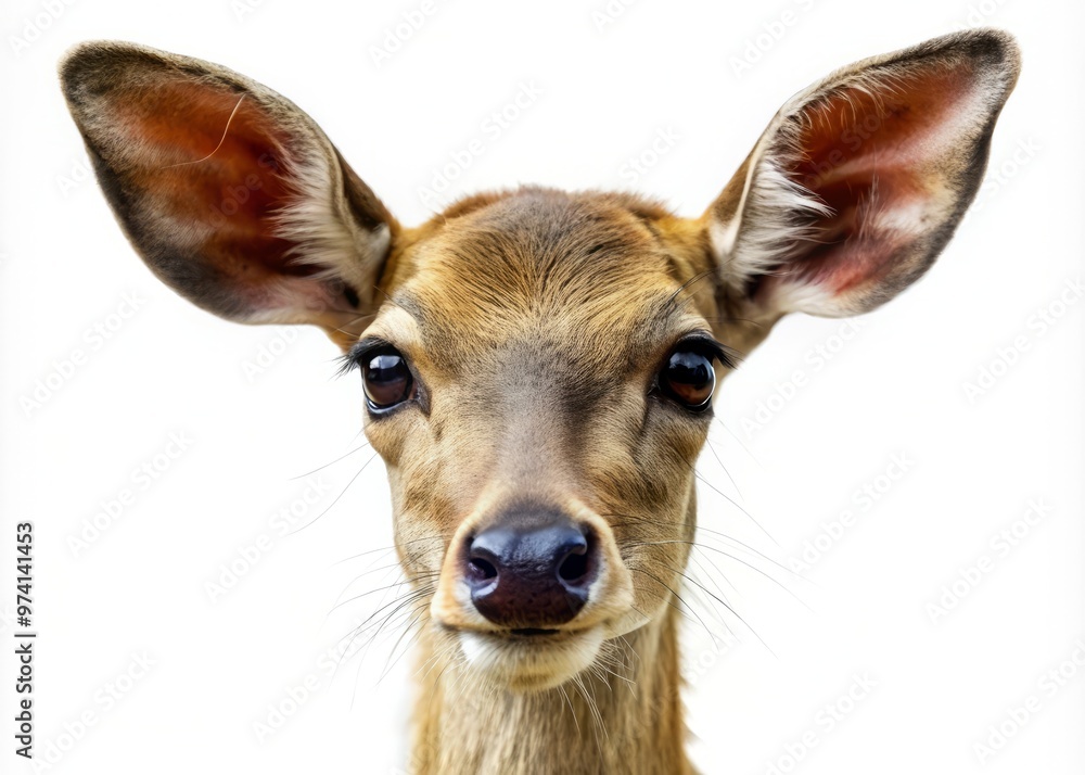 Delicate outline of a doe's head in soft, gentle lines, featuring large brown eyes and subtle facial features, Delicate outline of a doe's head in soft, gentle lines, featuring large brown eyes and subtle facial features,
