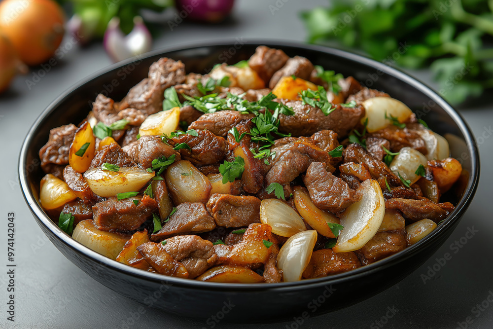 Traditional Kazakh Kuurdak with Tender Lamb, Onions, and Potatoes