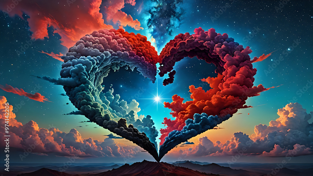 Abstraktion Ein Herz aus Wolken 16x9. Hintergrund für das Design 2. Abstraktion Ein Herz aus Wolken 16x9. Hintergrund für das Design 2.