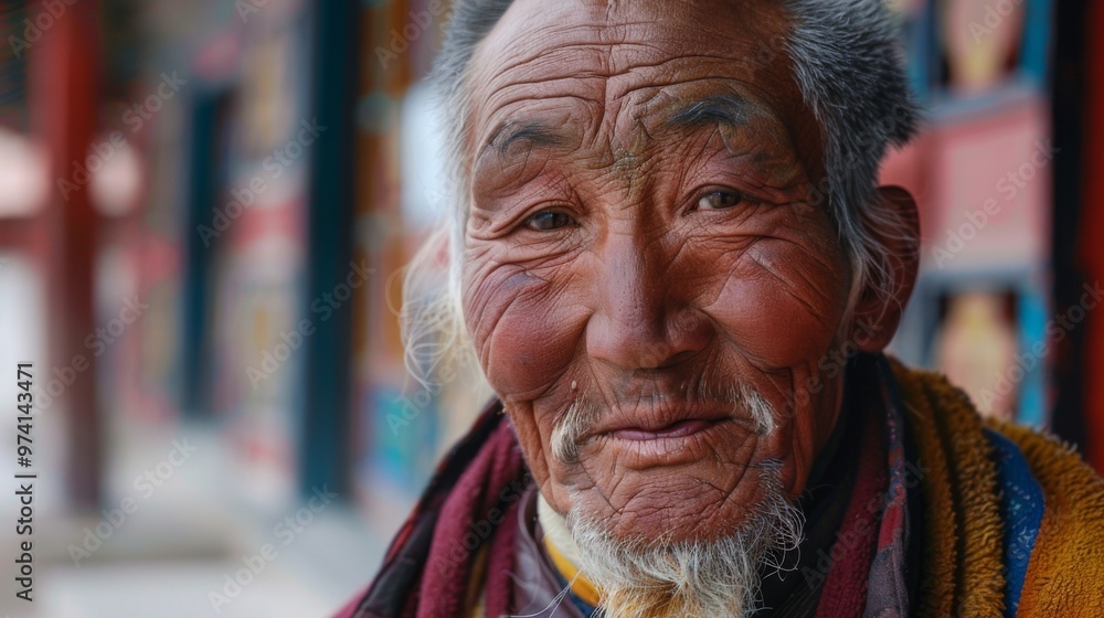 gray-haired Tibetan monk gray-haired Tibetan monk