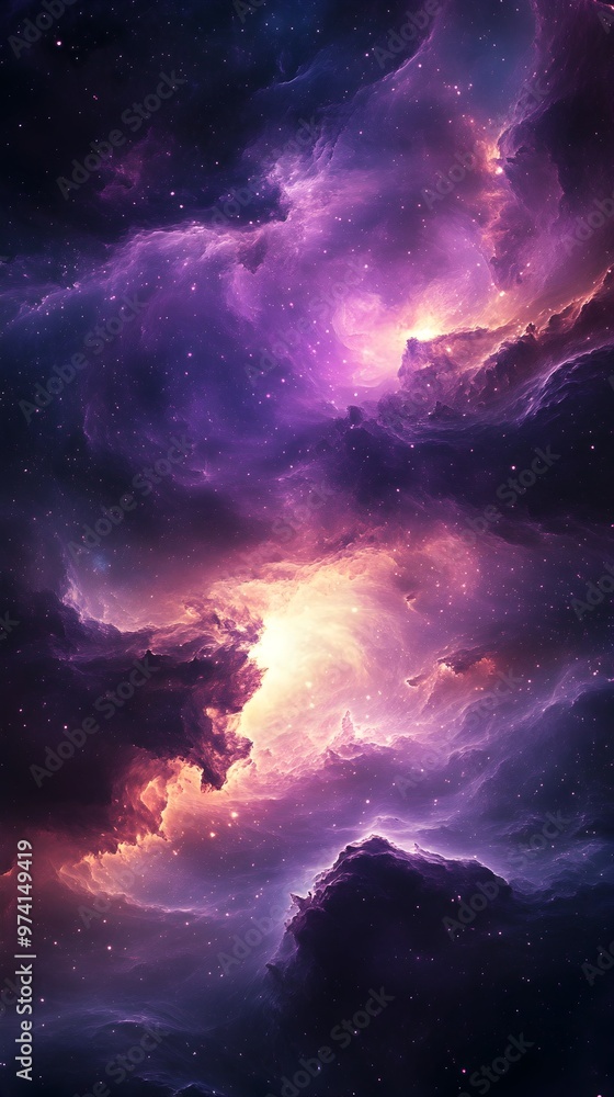 Fototapeta premium Mesmerizing Violet and White Cosmic Galaxy Wallpaper Design with Minimalist Aesthetic