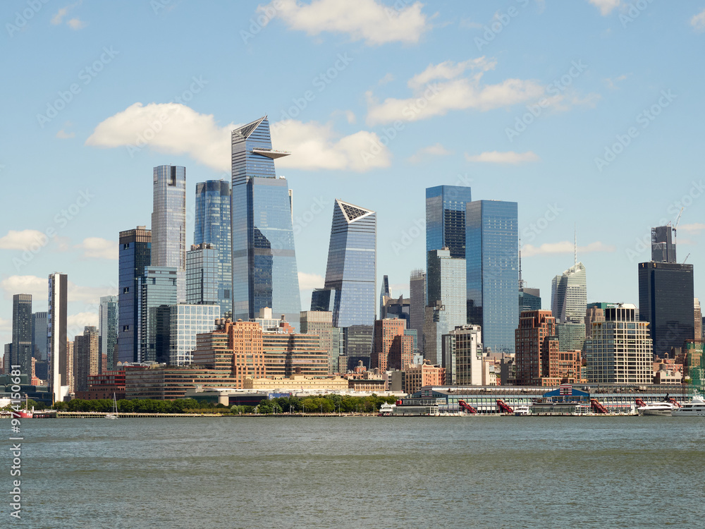 Fototapeta premium View of New York from New Jersey. Manhattan skyscrapers. Sky Line. Hadson River.