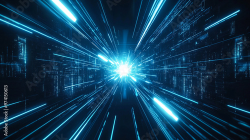 Wallpaper Mural Abstract light pointing to the center, technology theme Torontodigital.ca